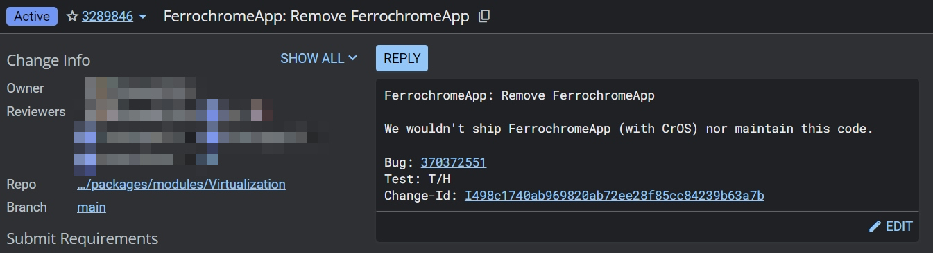 Patch AOSP removendo o aplicativo iniciador Ferrochrome