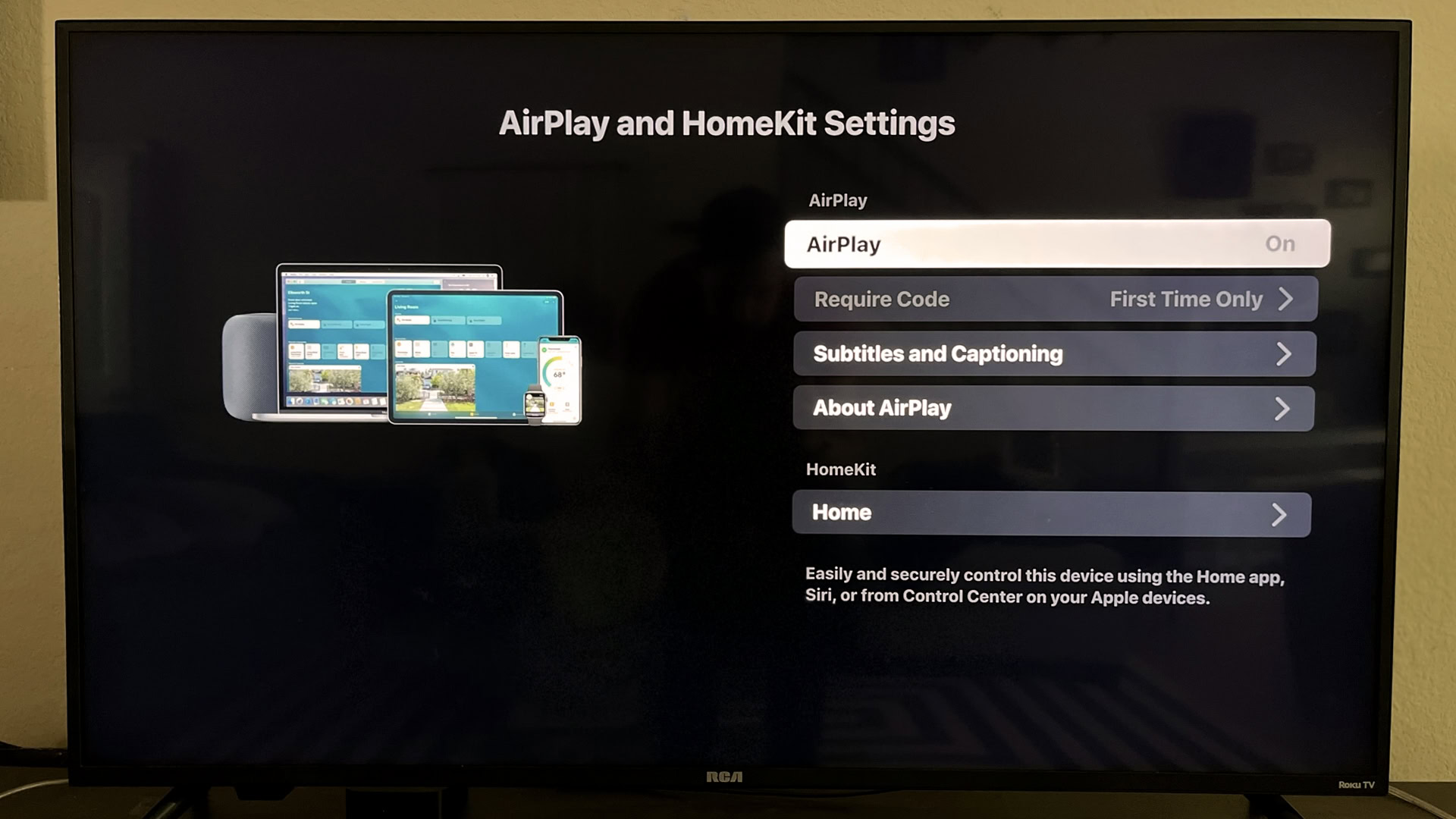 Configuração de AirPlay e HomeKit em uma TV Roku