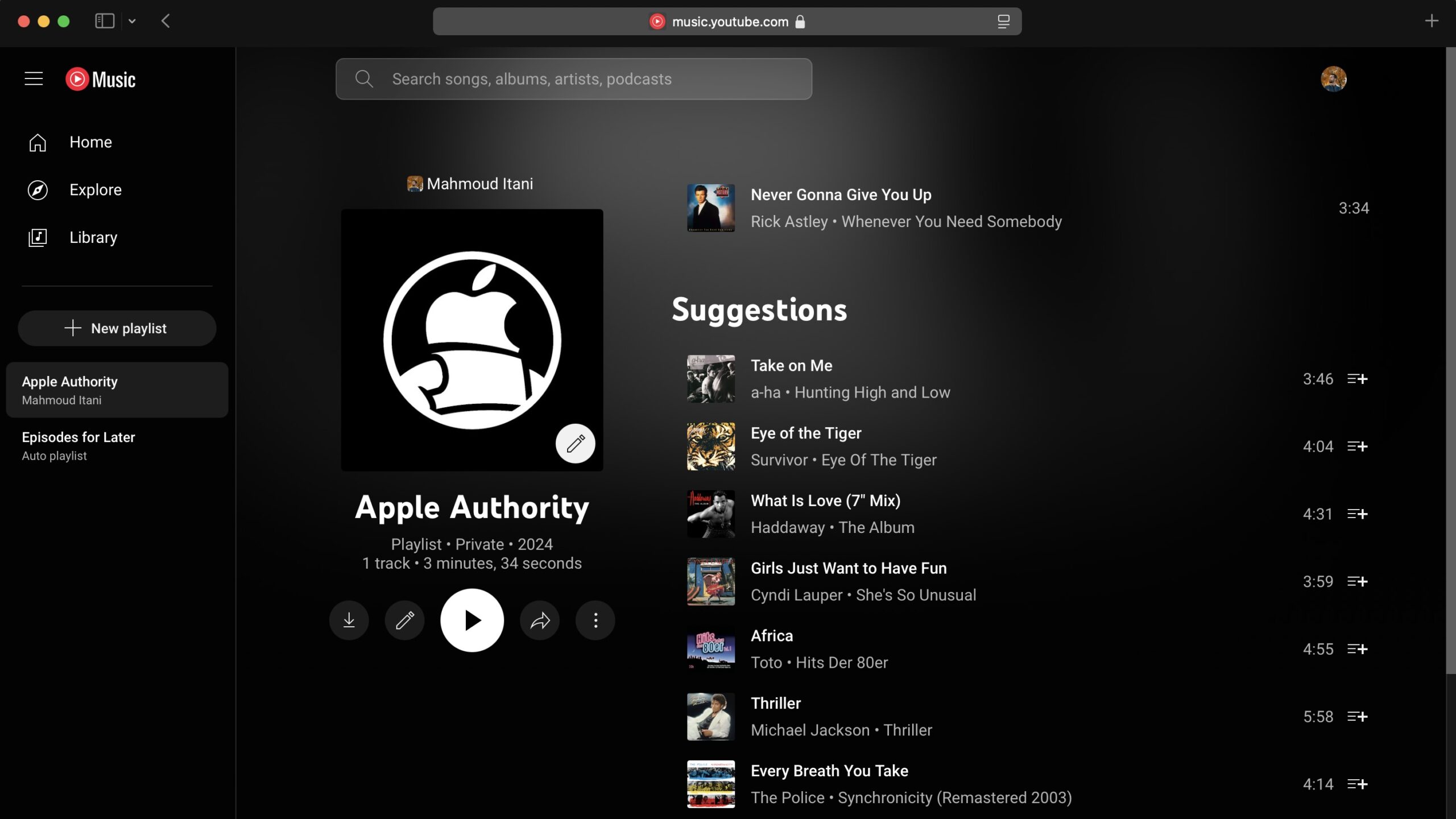 Miniaturas de playlists personalizadas do YouTube Music