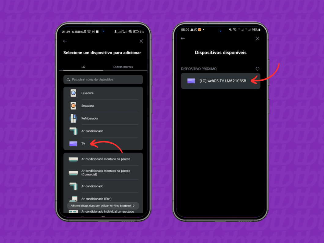 Localizando a su TV LG no app LG ThinQ