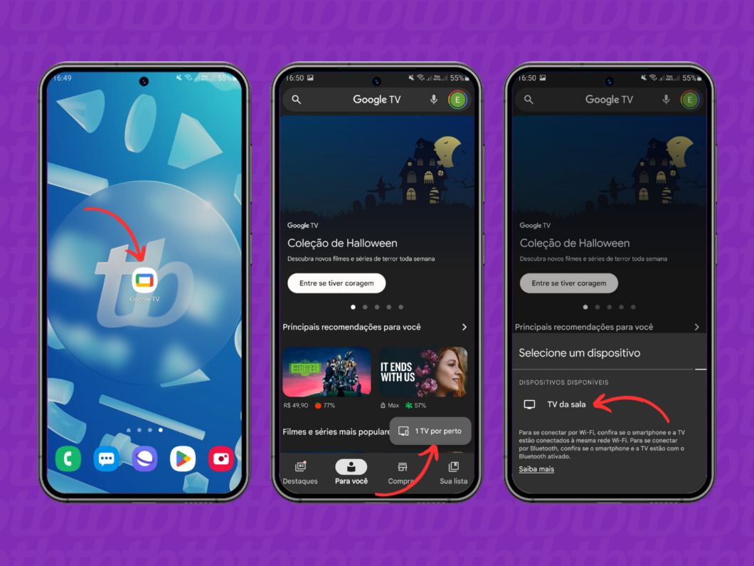 Localizando a sua Android TV com o app Google TV