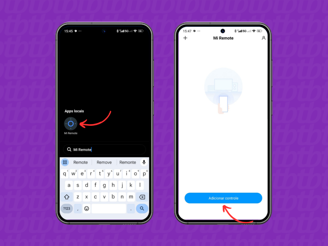 Adicionando um novo dispositivo ao app Mi Remote
