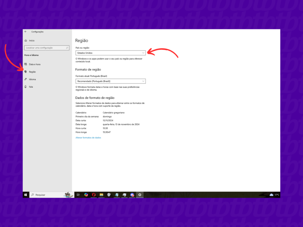 Modificando o pa&iacute;s ou regi&atilde;o do Windows para alterar a localidade da conta Xbox