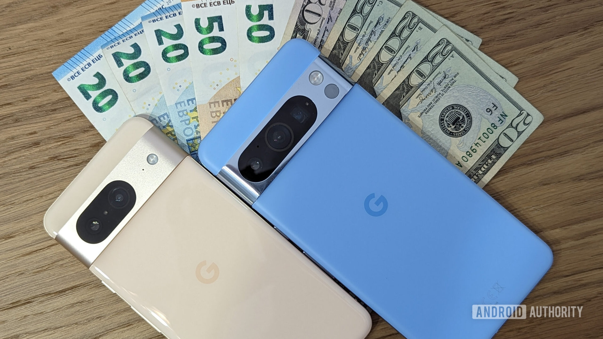 google pixel 8 rose 8 pro bay blue stack dinheiro d&oacute;lares euros
