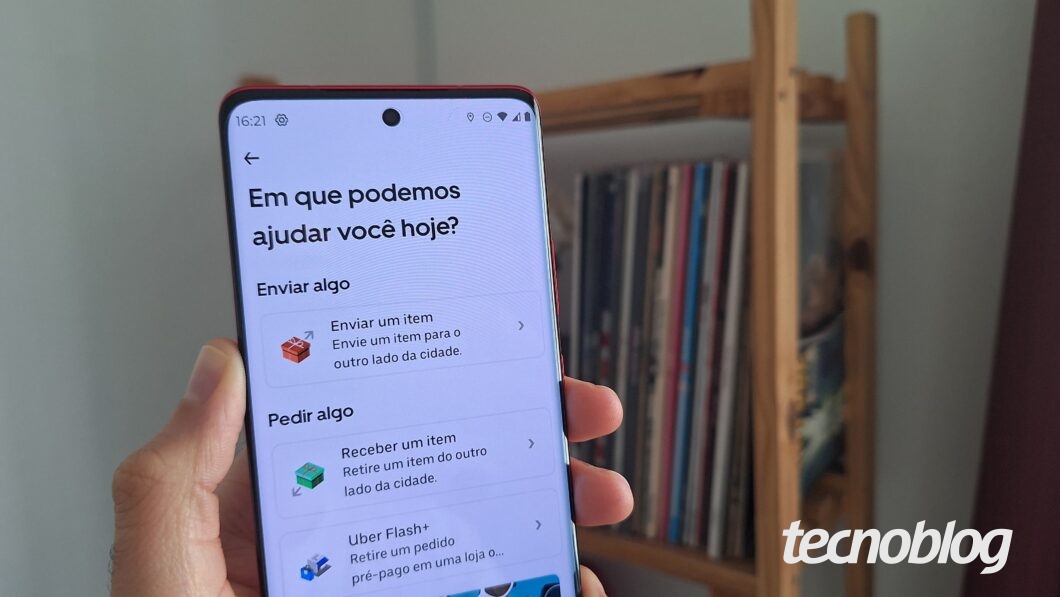Imagem mostra um celular exibindo a tela do Uber Flash