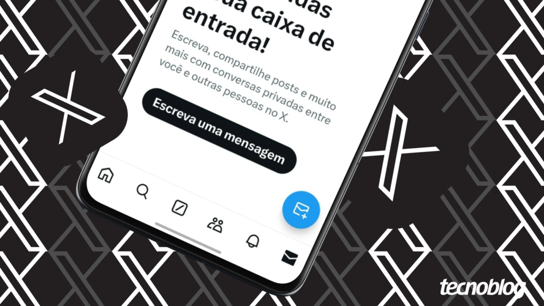 Ilustra&ccedil;&atilde;o do X (Twitter) mostra tela para escrever mensagem direta (DM) no aplicativo