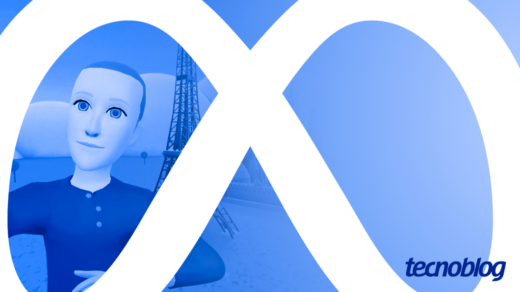 Ilustra&ccedil;&atilde;o com a marca da Meta e o avatar de Mark Zuckerberg