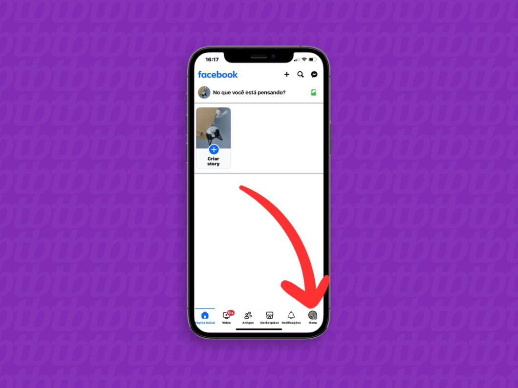 Captura de tela do app Facebook no Android mostra como selecionar um idioma