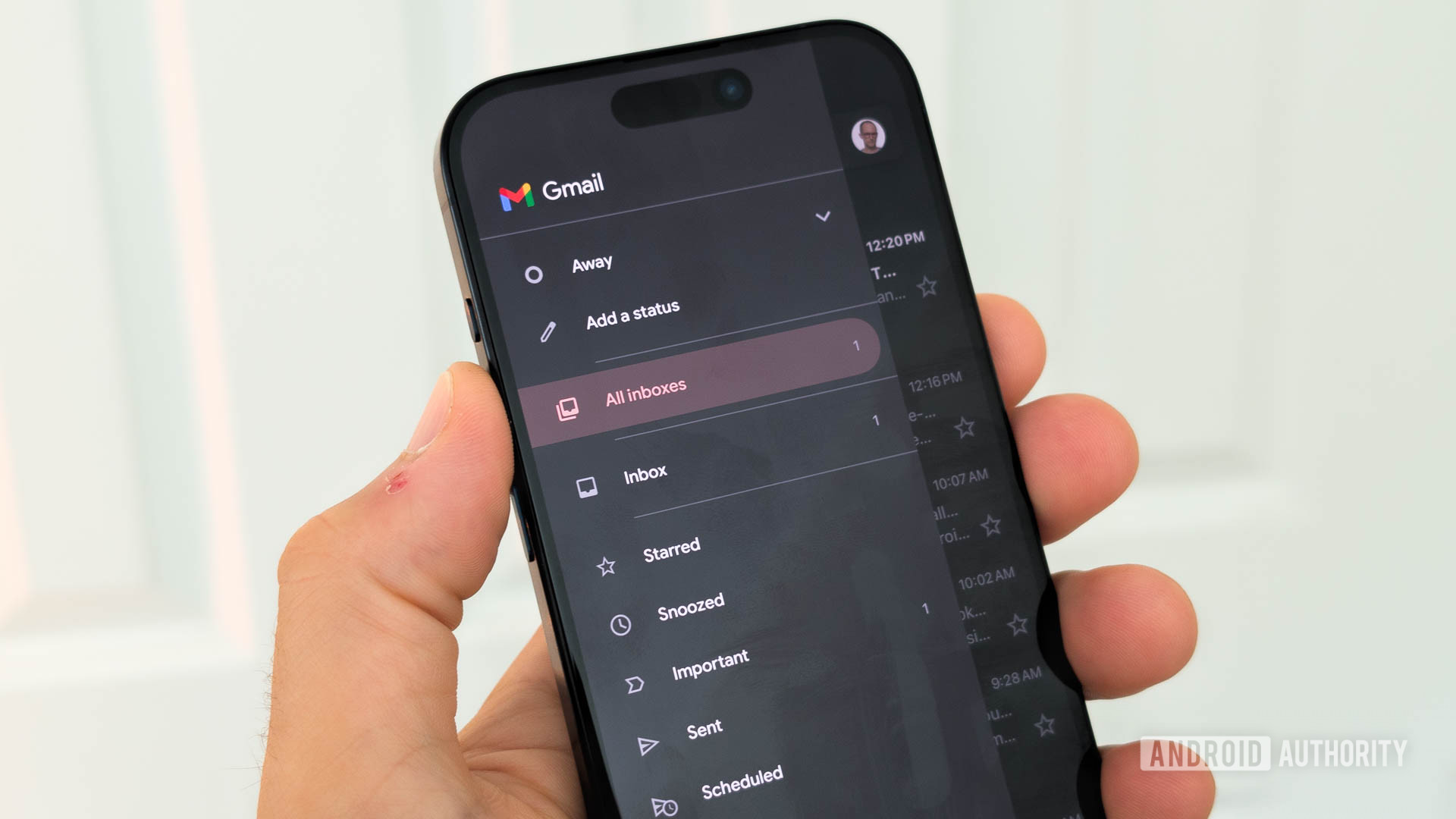 Gmail para iOS padronizando a pasta Todas as caixas de entrada