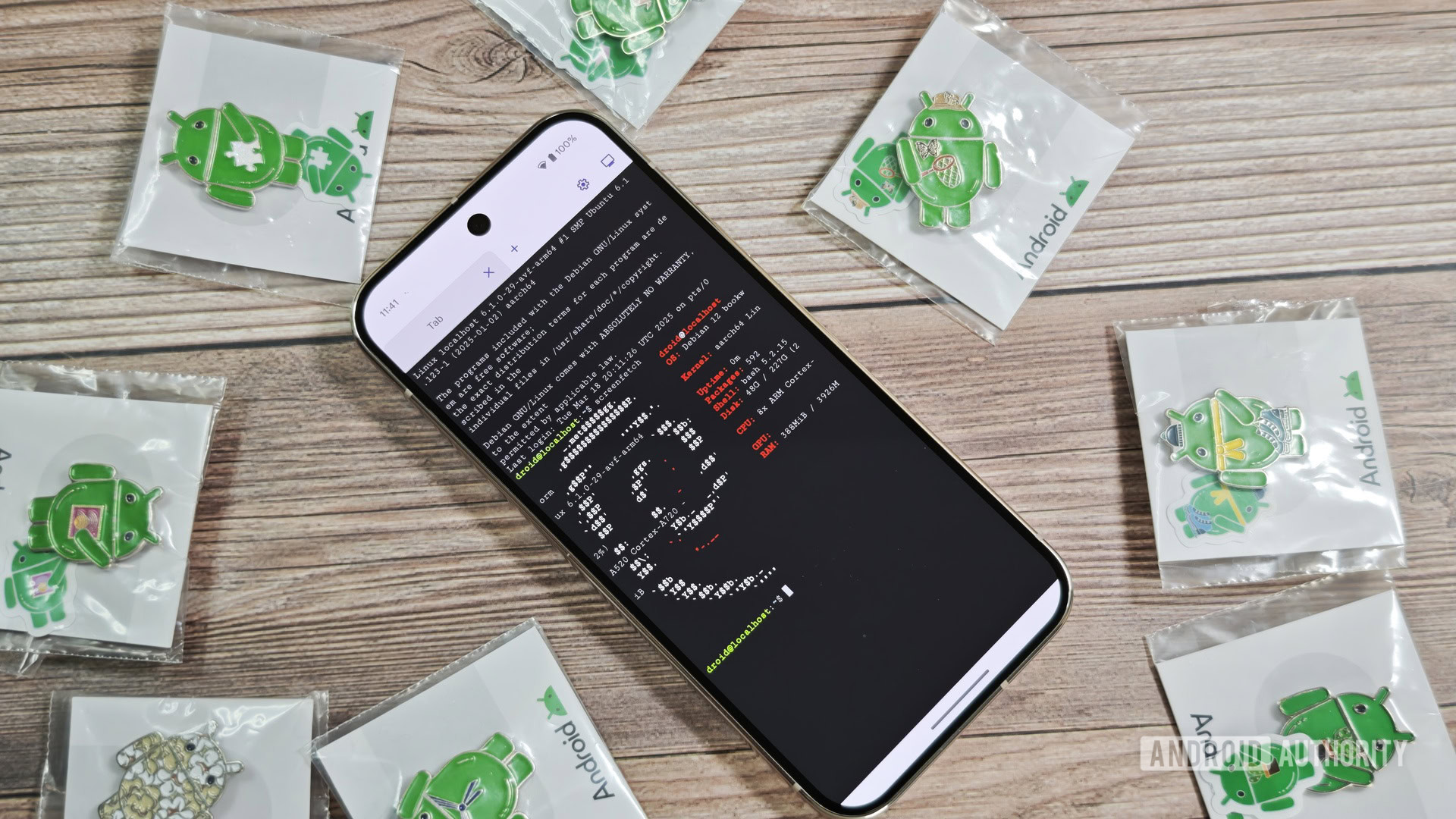 App Linux Terminal no pixel cercado por pinos Android