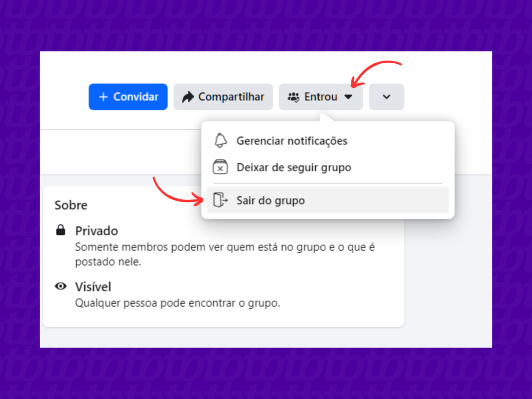 Saindo de um grupo do Facebook pelo PC