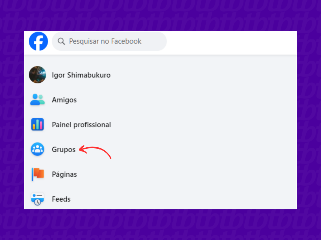 Entrando na guia de grupos do Facebook pelo PC