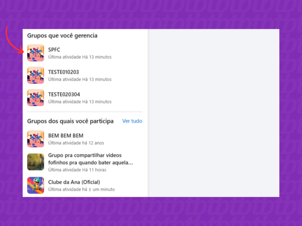 Acessando um grupo do Facebook pelo PC