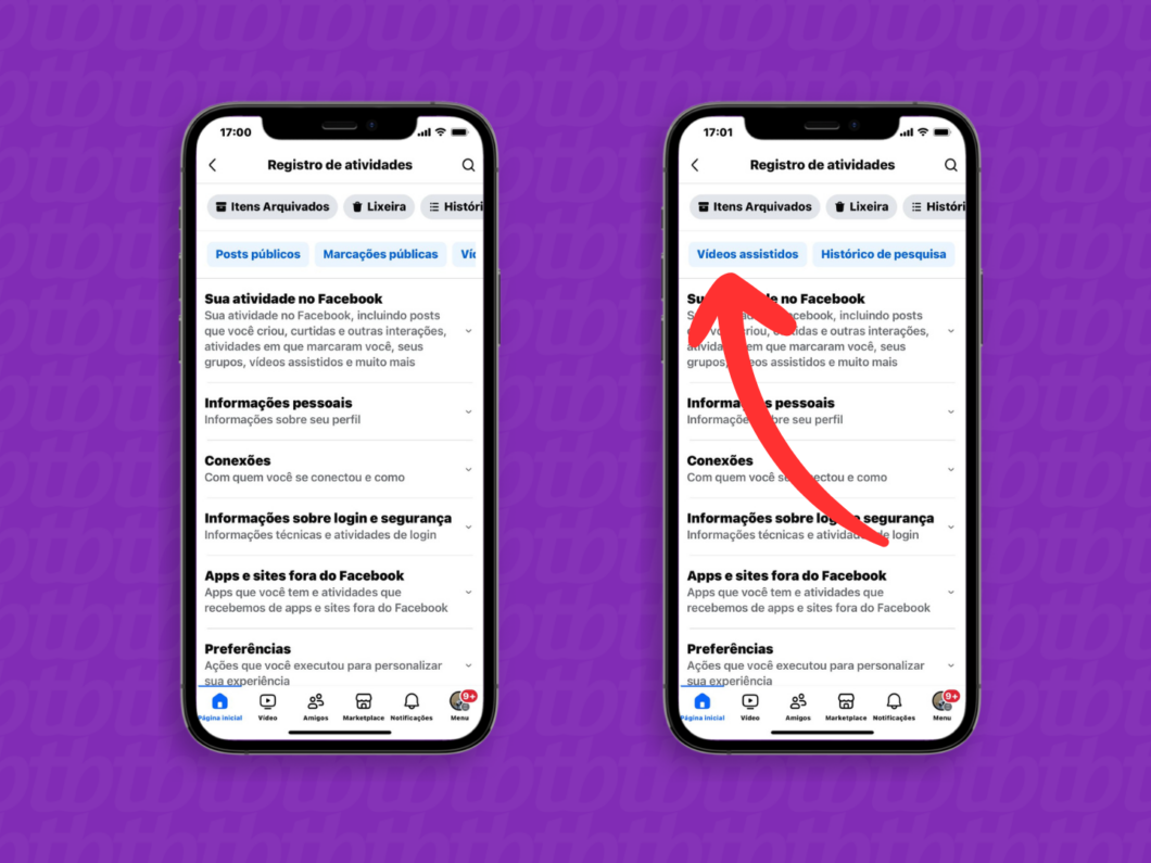 Selecionando a op&ccedil;&atilde;o "V&iacute;deo assistidos"