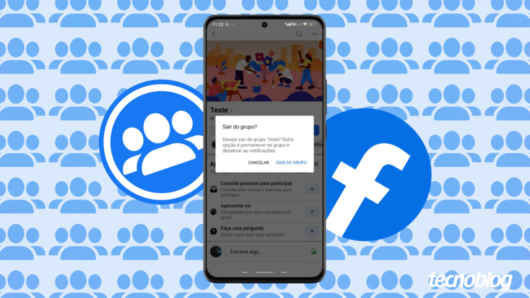 Tela de sa&iacute;da de grupo no Facebook