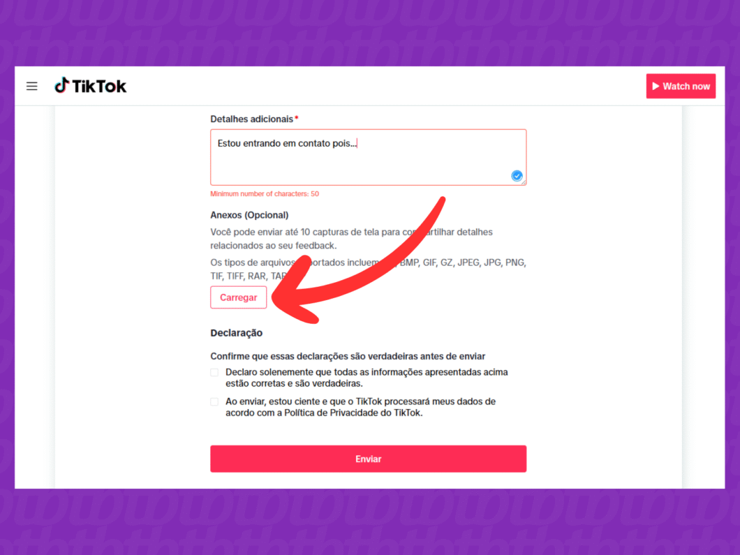 Carregando imagens para complementar a solicitação