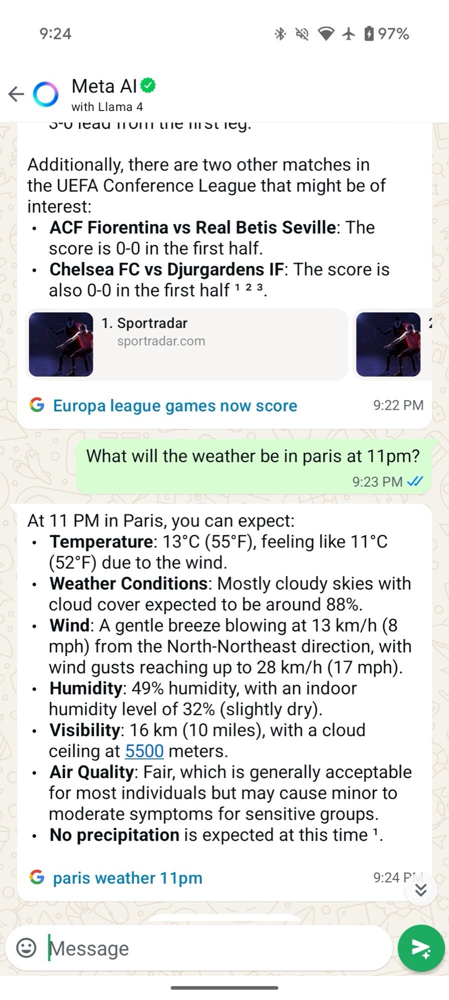 meta ai no clima do WhatsApp