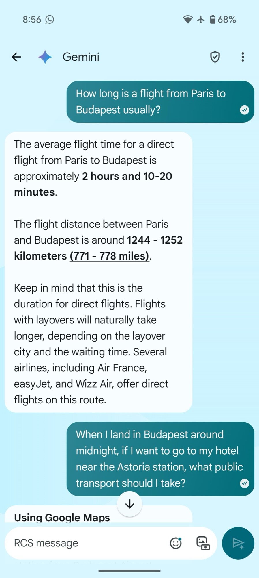 G&ecirc;meos no Google mensagens Dura&ccedil;&atilde;o de perguntas de voo