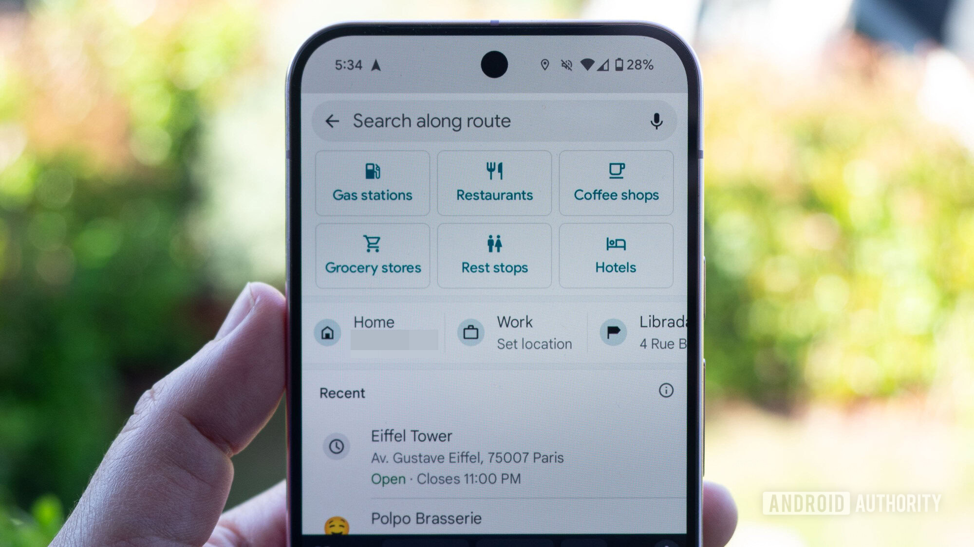 pesquisa de navega&ccedil;&atilde;o no Google Maps ao longo da rota