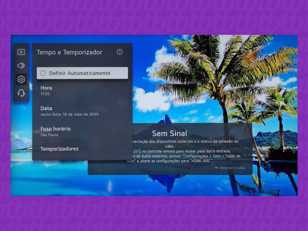 Ajuste manualmente as configura&ccedil;&otilde;es da smart TV para tentar resolver o problema do Prime Video