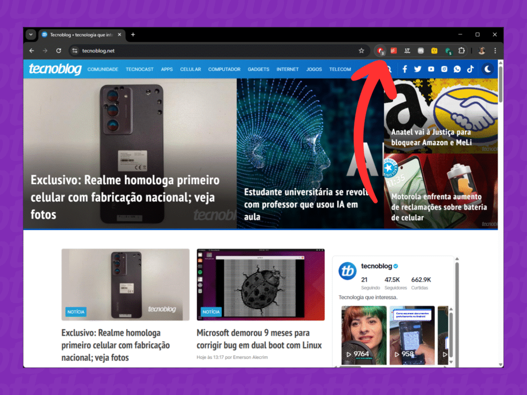 Abrindo a extens&atilde;o Adblock no navegador
