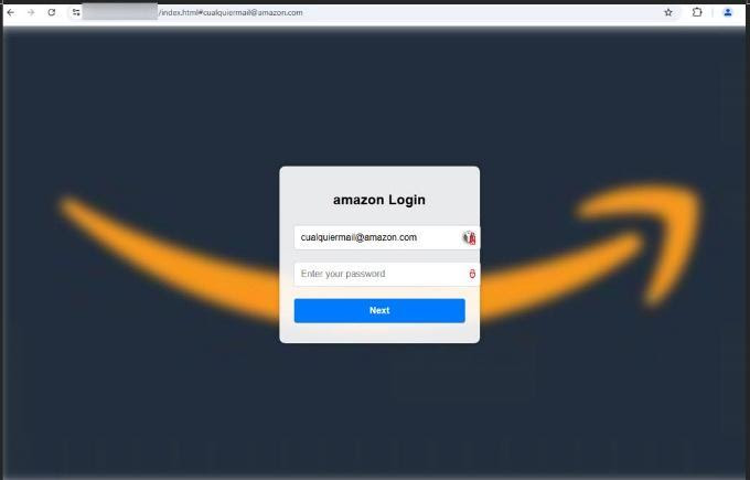Tela de login falsa para golpe de Phishing