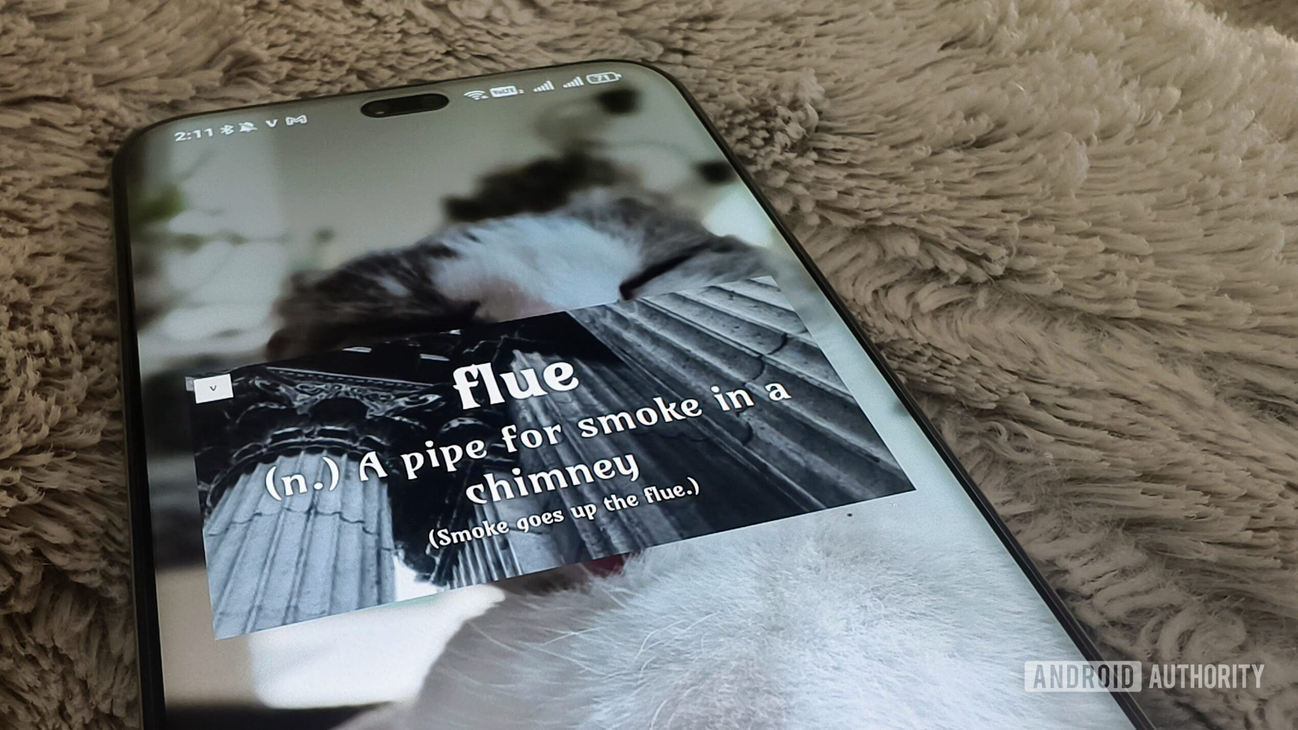 O widget de vocabul&aacute;rio em um telefone Android