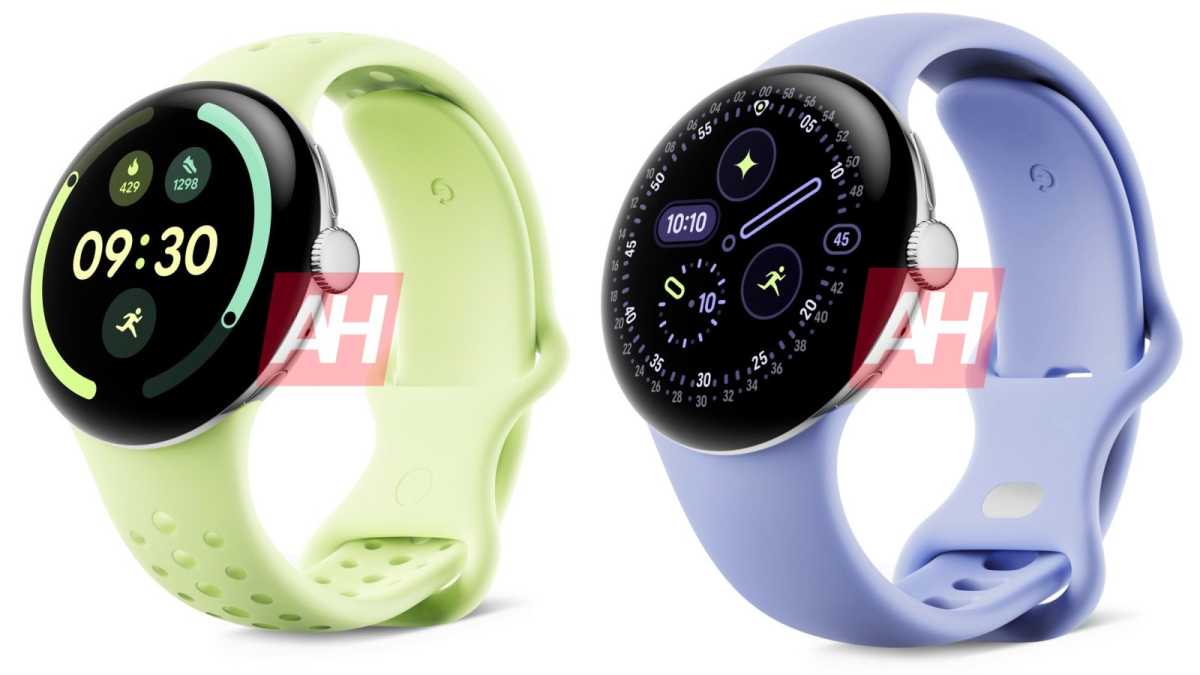 Pixel Watch 4 in silver with limoncello and iris bands