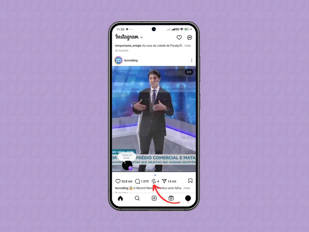 Removendo o repost no Feed do Instagram