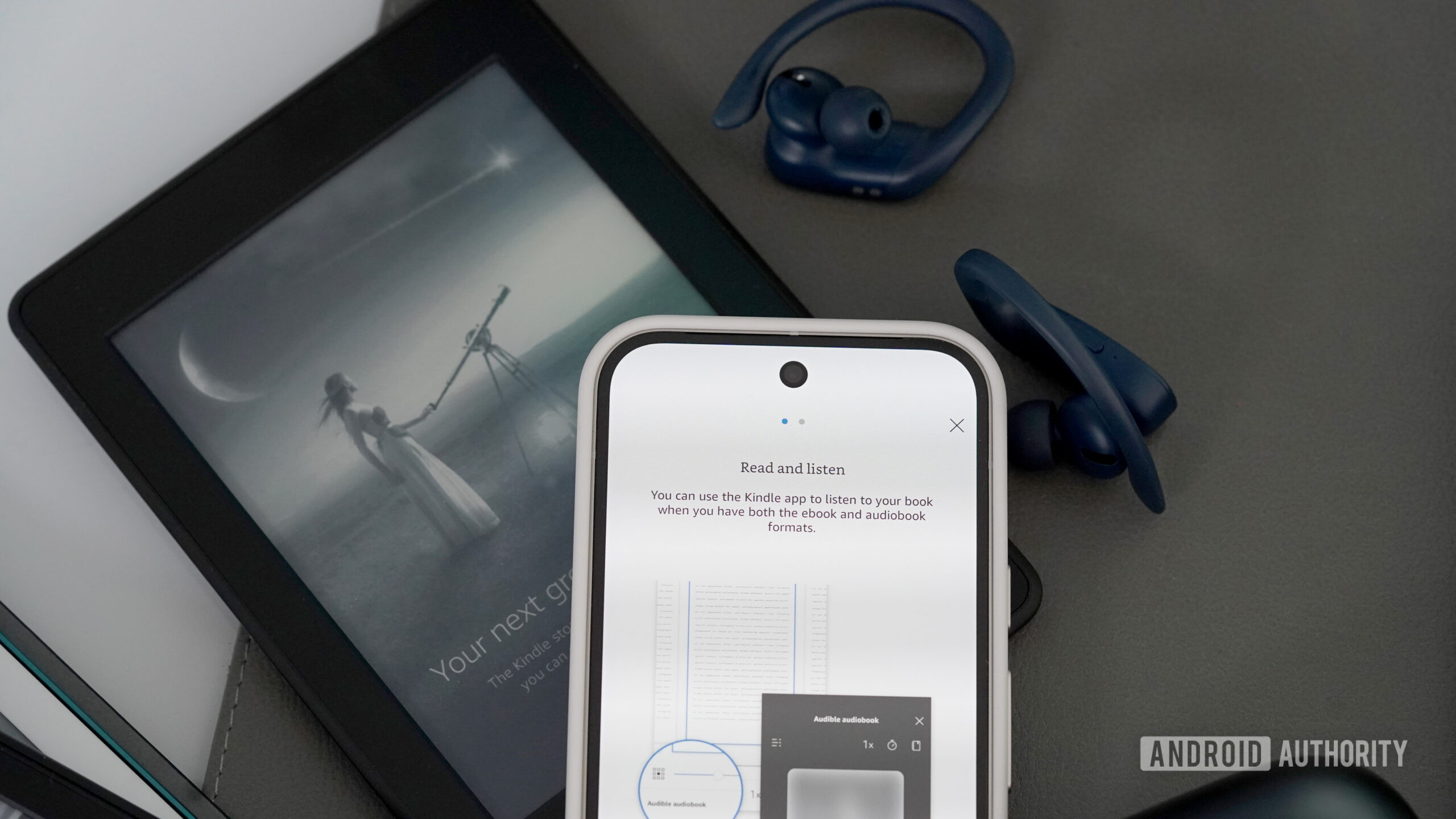 O Kindle tamb&eacute;m oferece sincroniza&ccedil;&atilde;o autom&aacute;tica com audiolivros Audible.