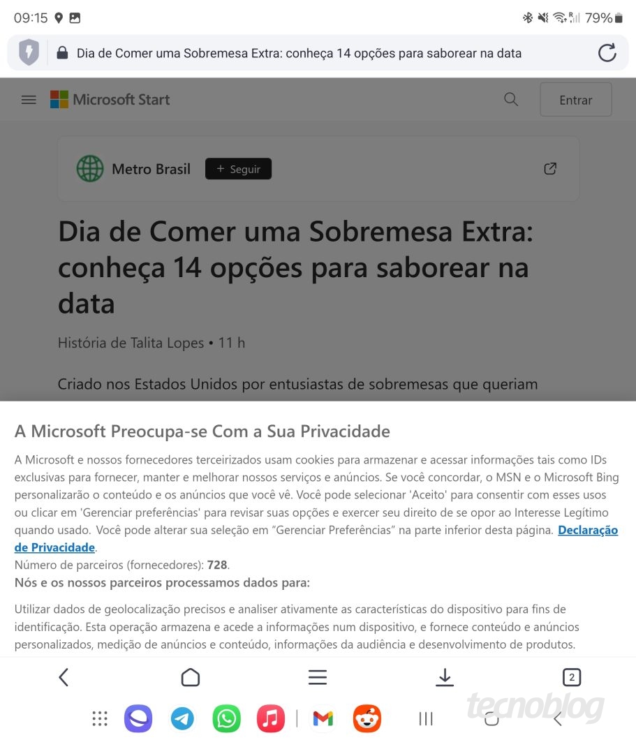 Tamanho de formulário de preferências de cookies faz com que usuários acabem aceitando tudo na Europa (Imagem: Reprodução/Tecnoblog)