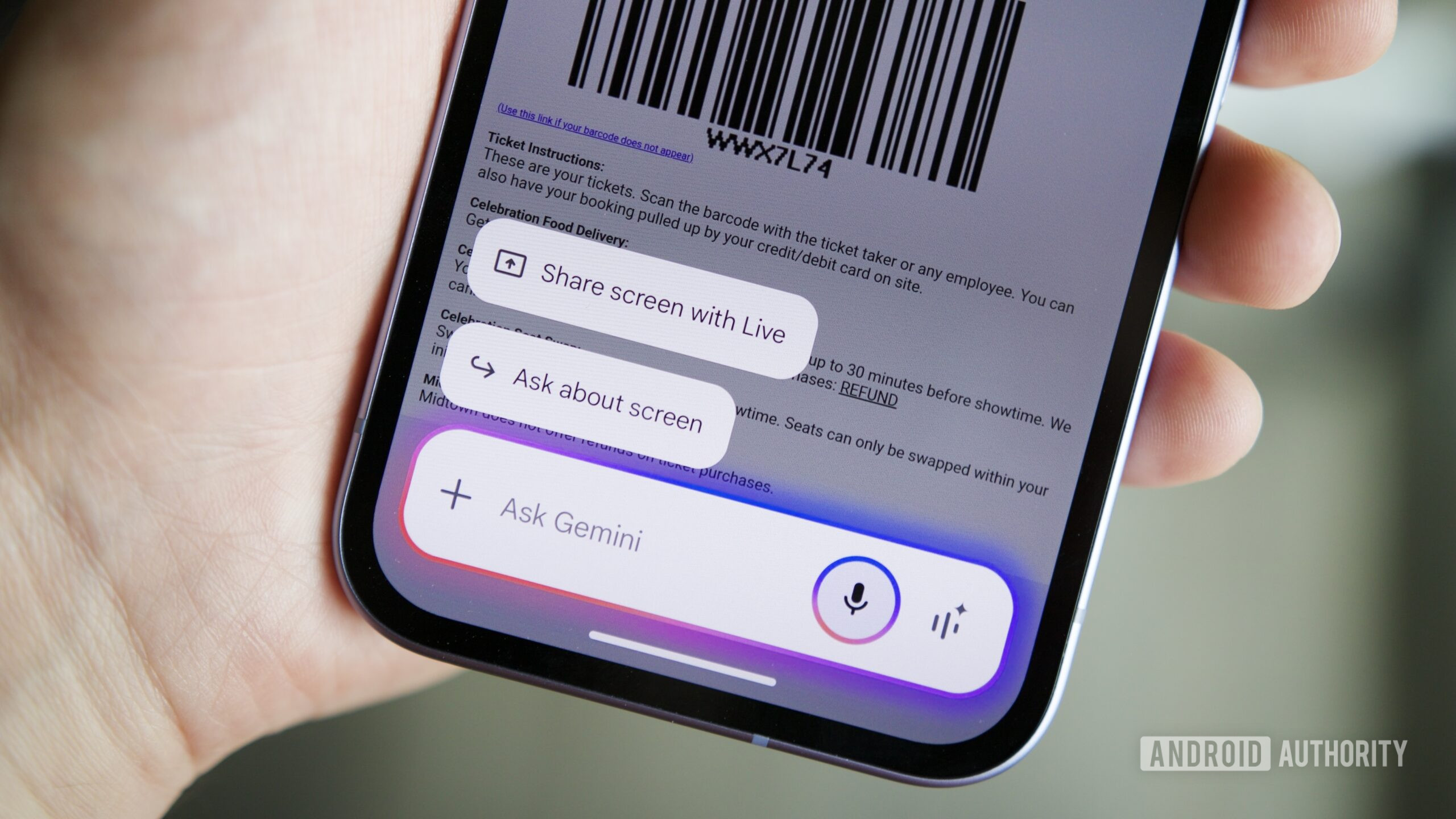 Prompt do Gemini em um telefone Android.