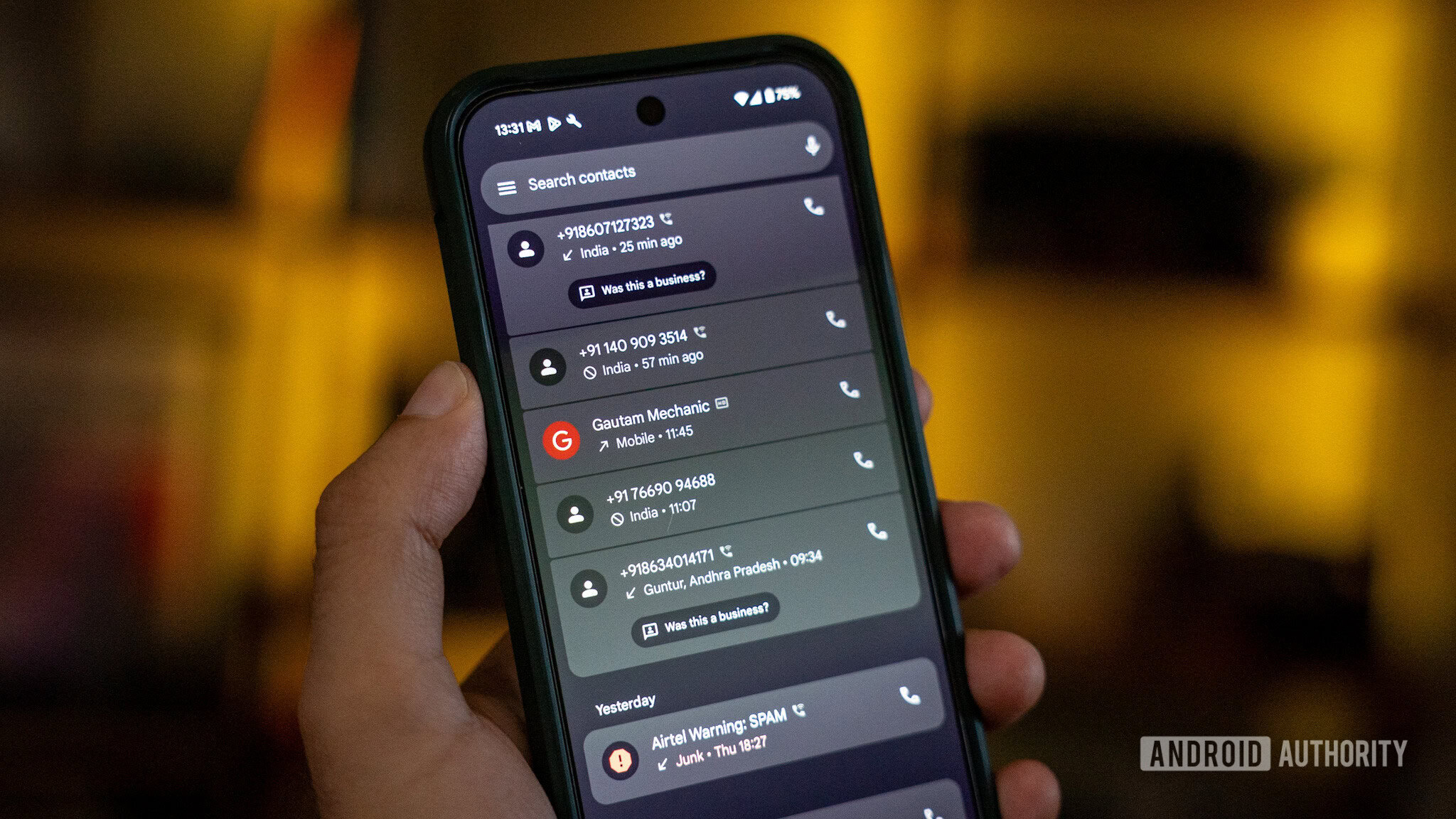 chamadas de spam em um smartphone Pixel