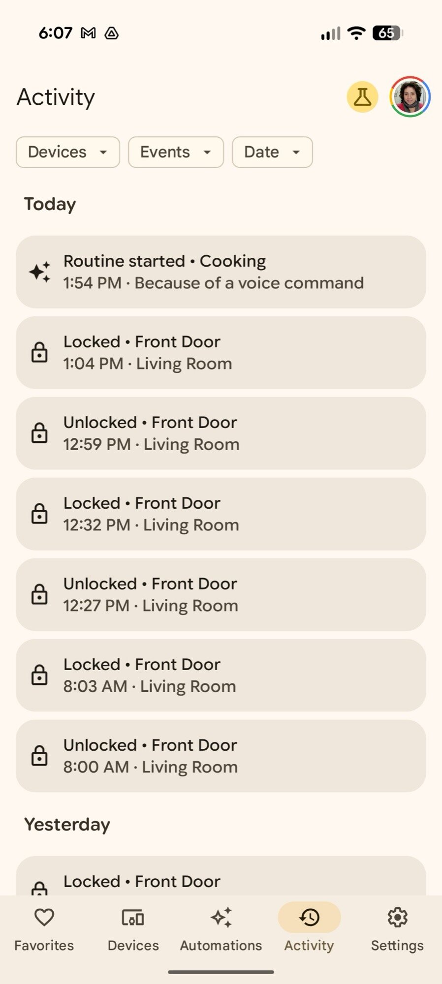 Guia de atividades de captura de tela do Google Home App