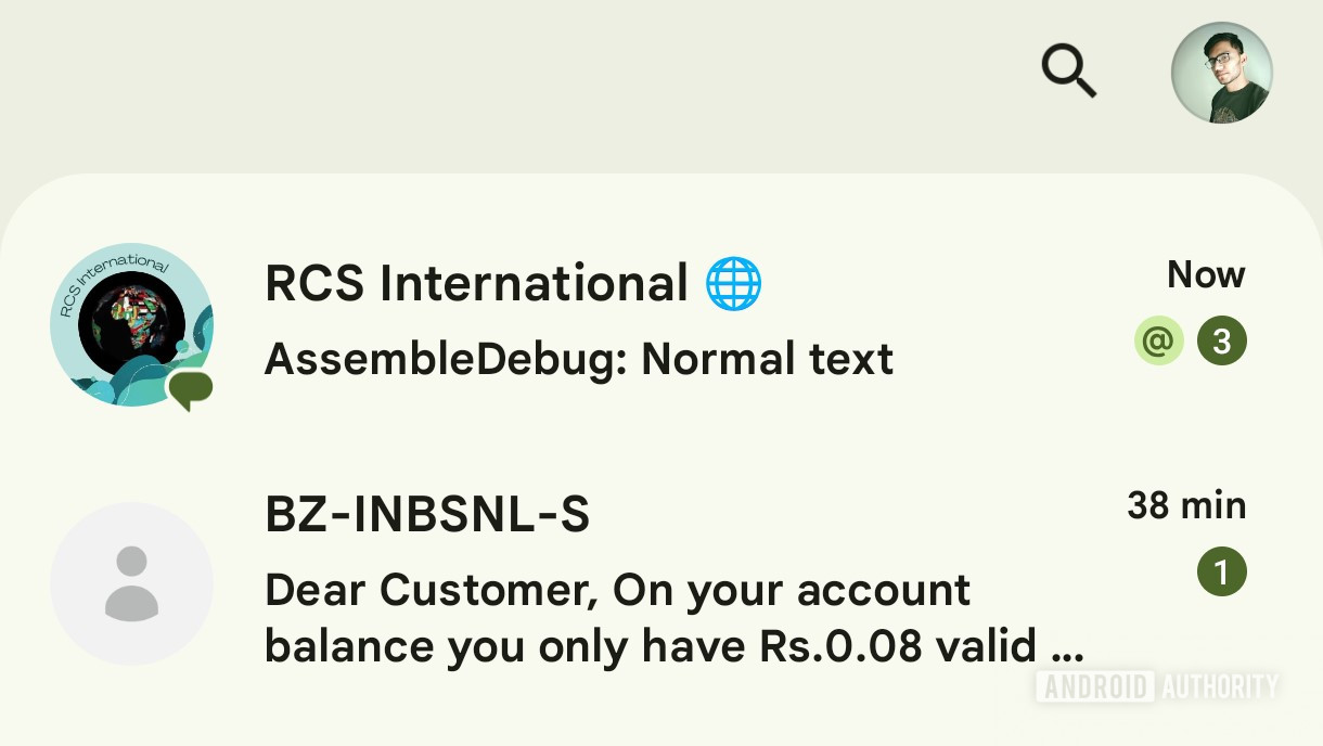 As mensagens mencionam a atualização 1