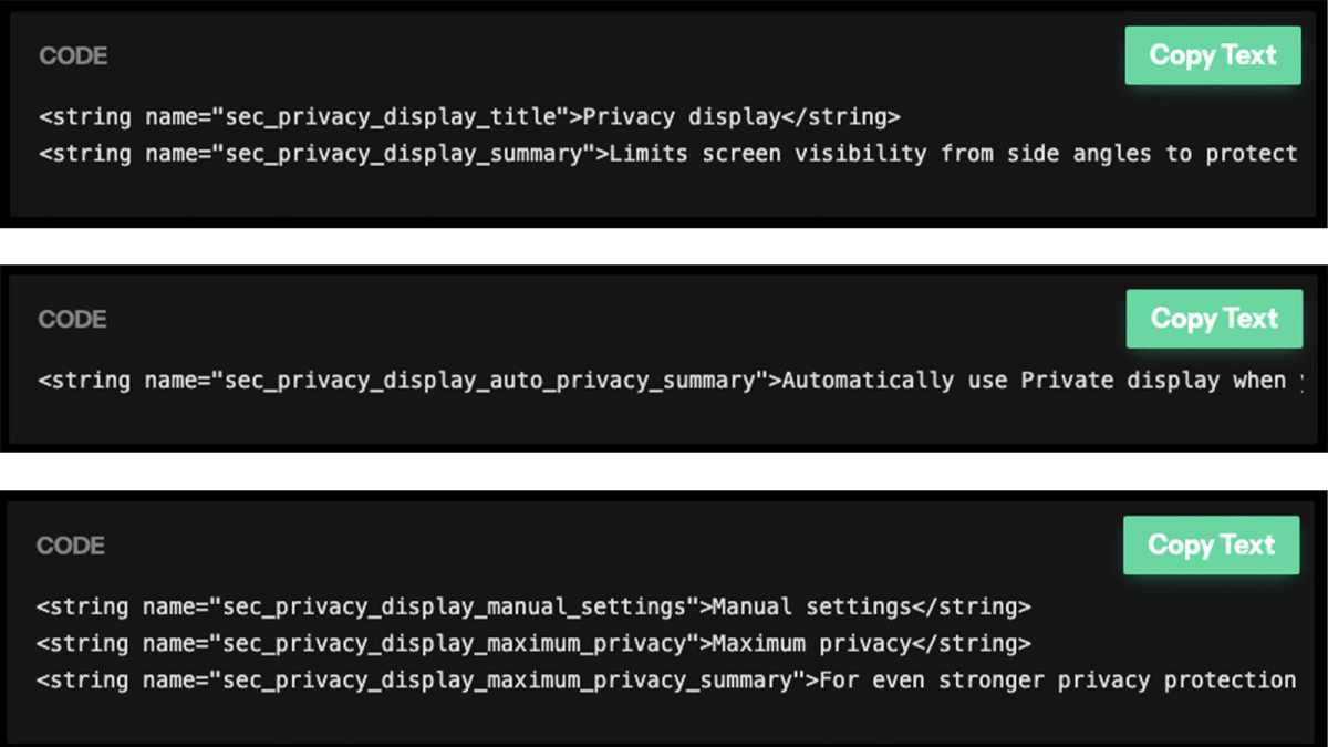 One UI 8.5 code for privacy feature