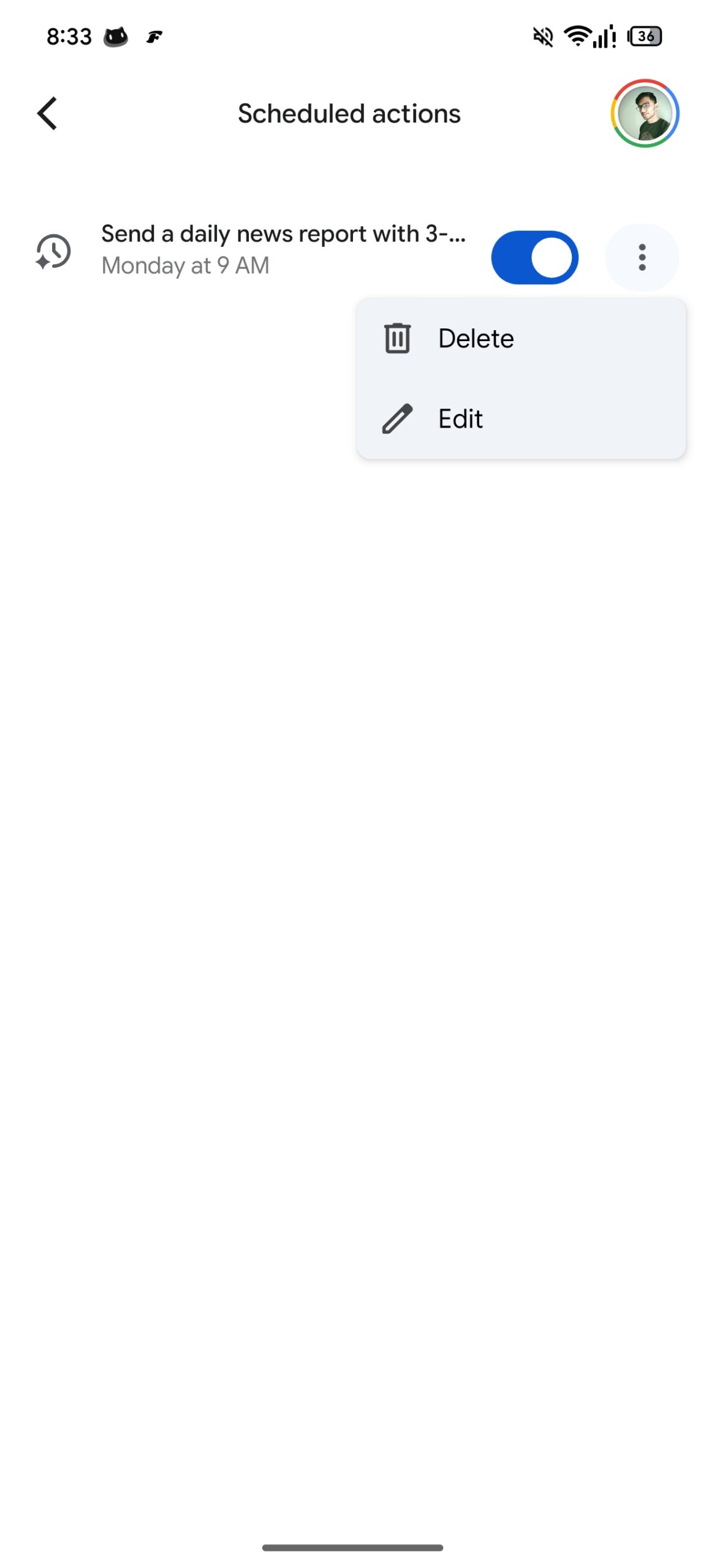 Ações agendadas de Gêmeos Nova Opção 1 de Edição 1