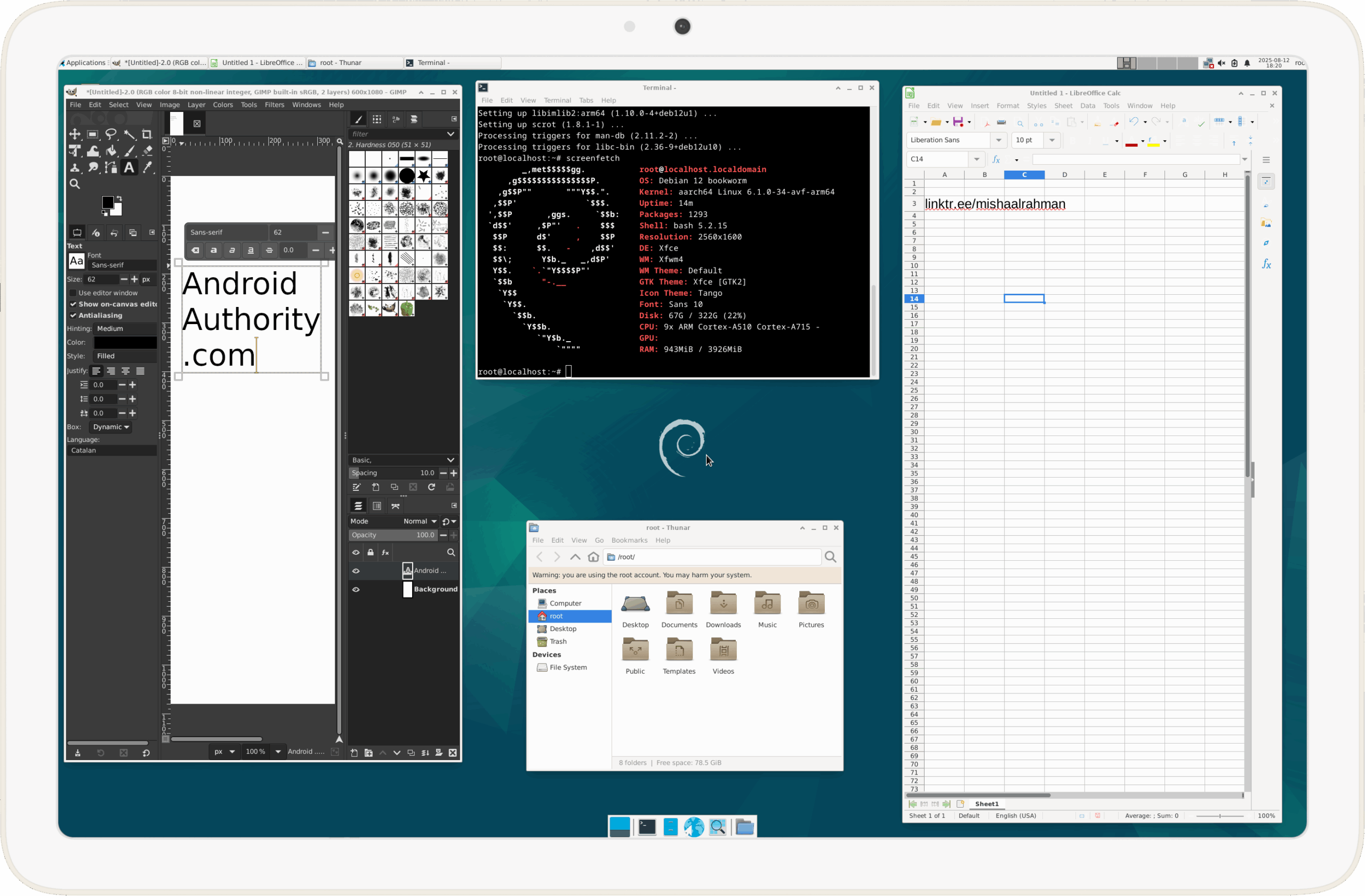 Desktop XFCE em um dispositivo Pixel via Linux Terminal