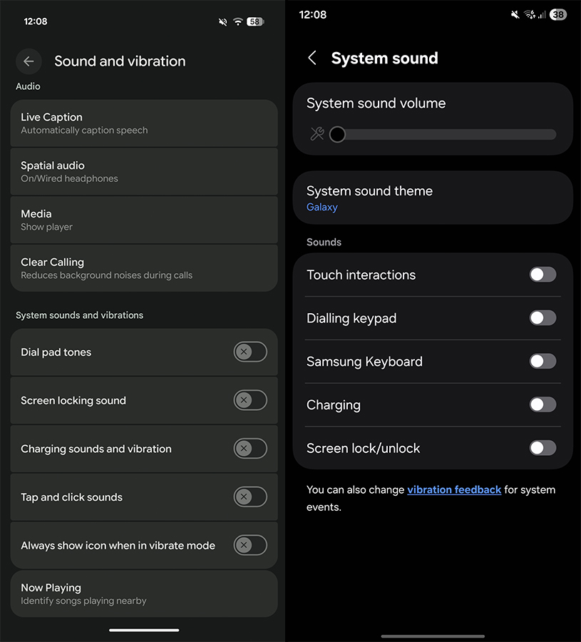 system sounds google samsung