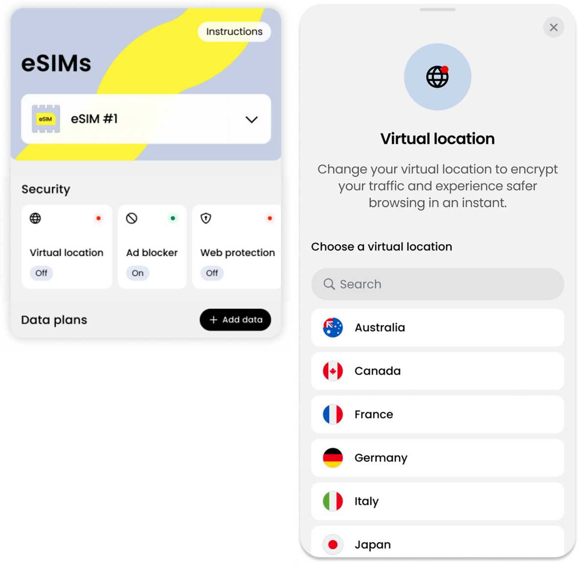 Saily eSIM VPN Virtual Location