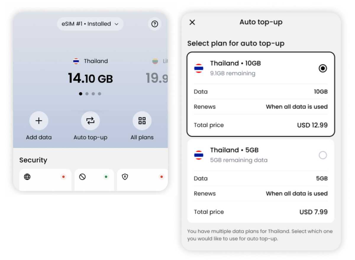 Saily Auto Top Up eSIM