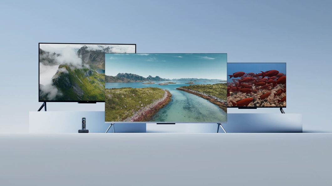 Imagens de smart TVs da Amazon e um dispositivo Fire TV Stick