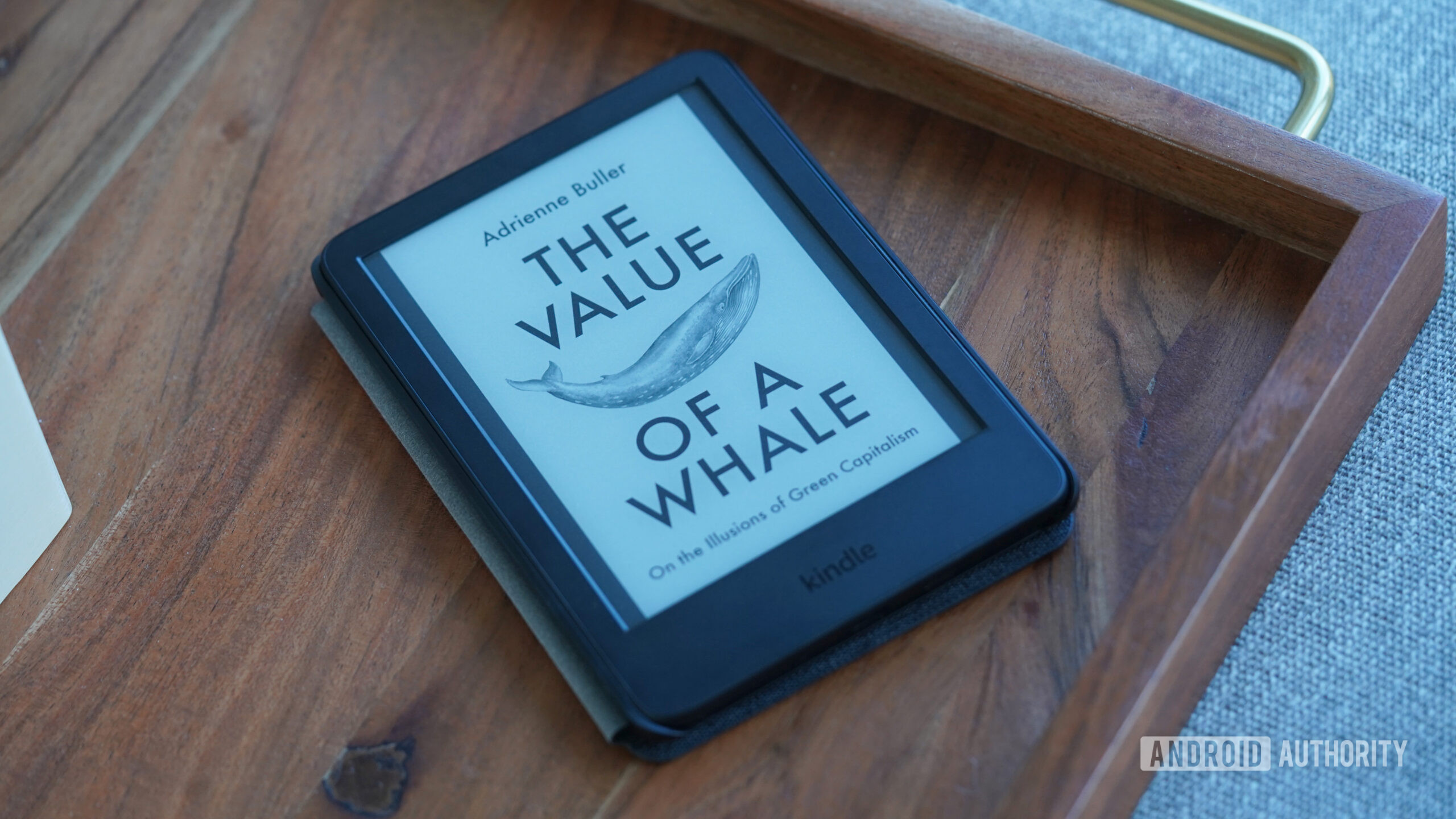 Capa de tela do Kindle Um Kindle exibe a capa do livro atual de um usuário.