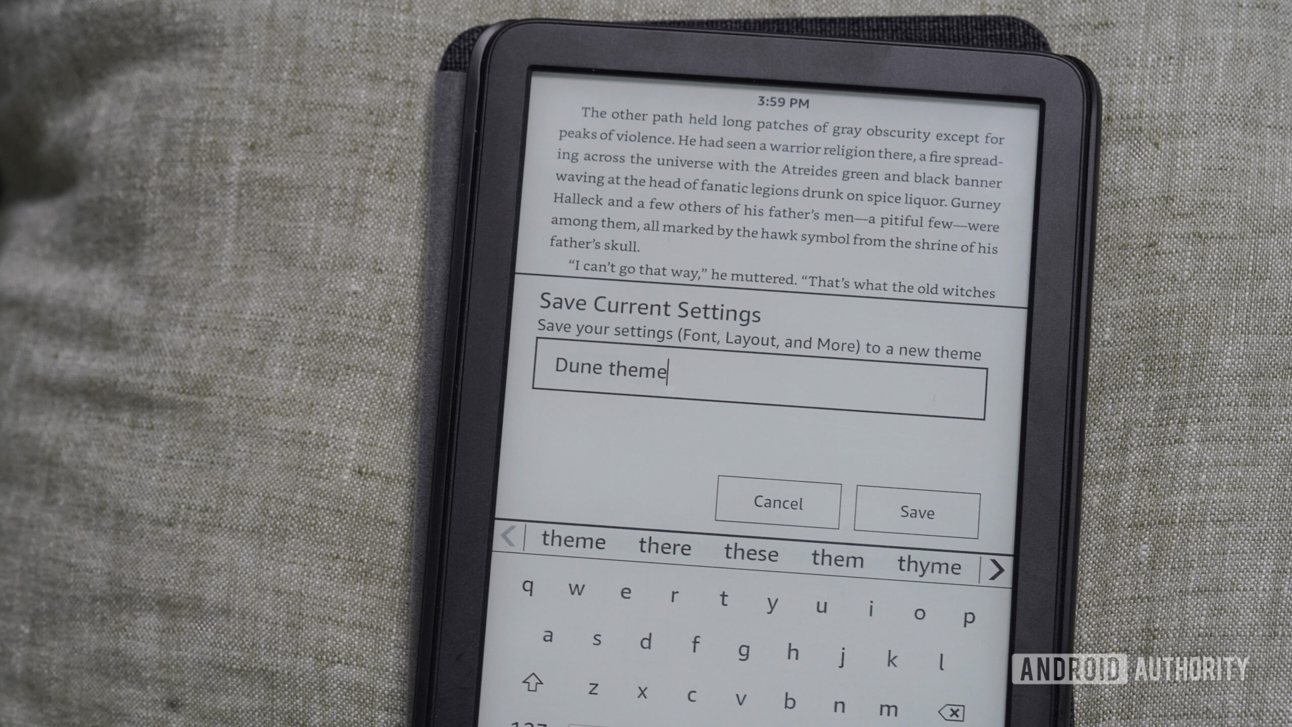 Kindle tem tema personalizado Um usuário do Kindle salva um tema personalizado.