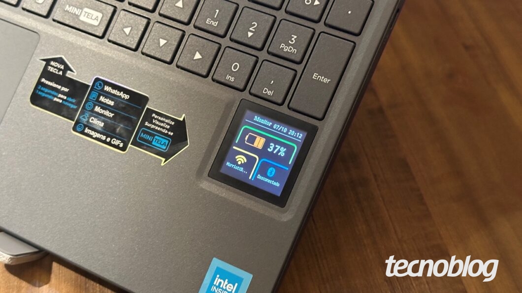 Widget de bateria e conectividade sem fio da minitela do notebook Positivo C15M