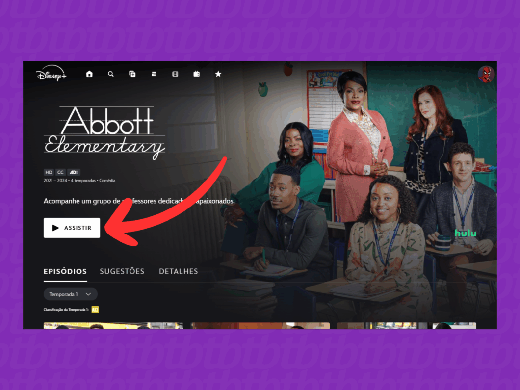 Iniciando a reprodução da série da Hulu