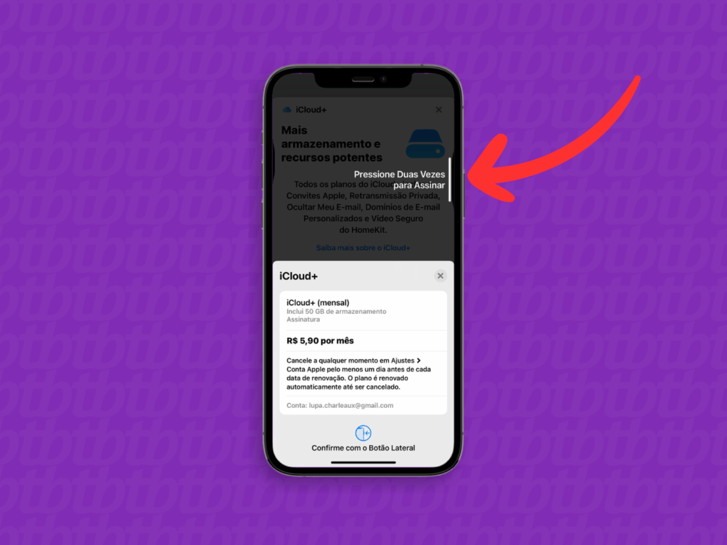 Confirmando a assinatura do iCloud+