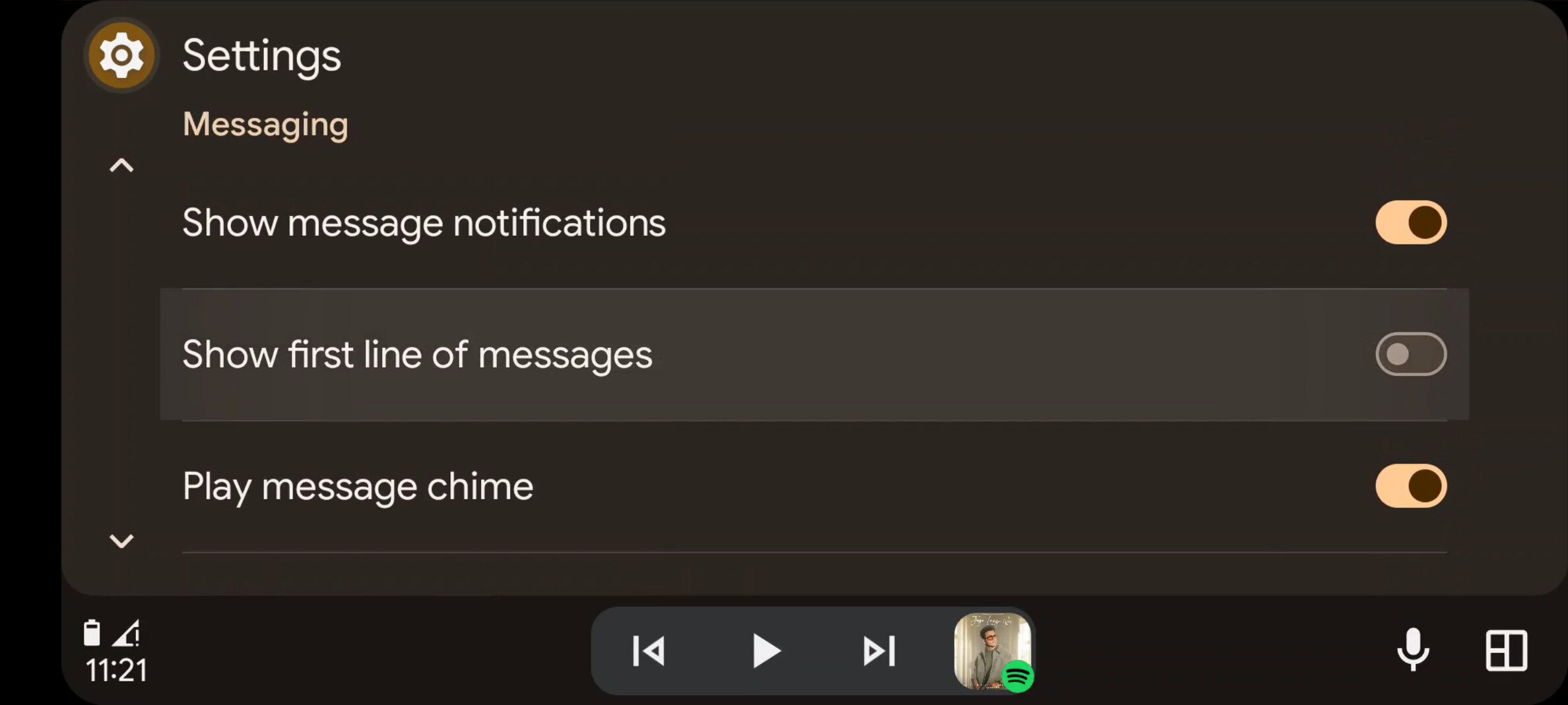 Configurações do Android Auto 1