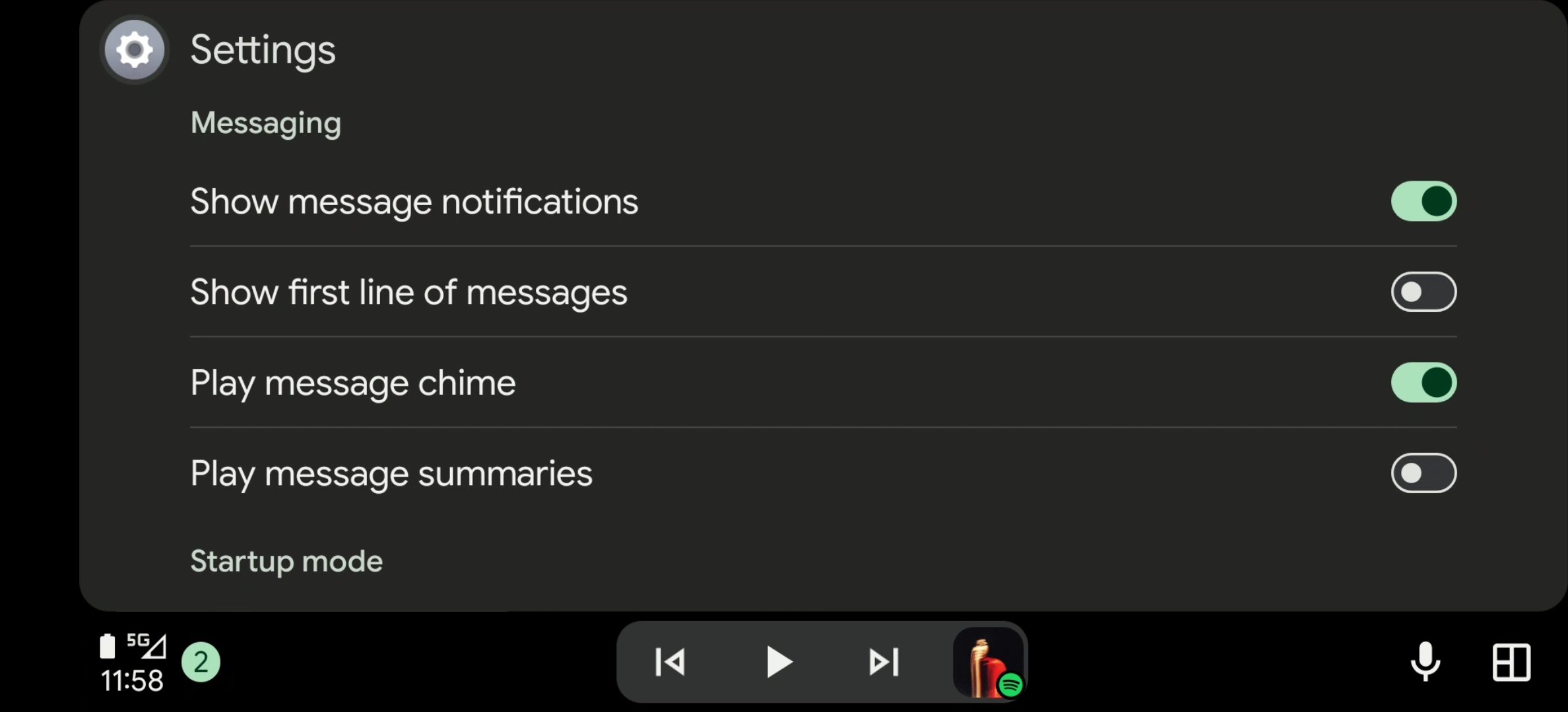 Configurações do Android Auto 2