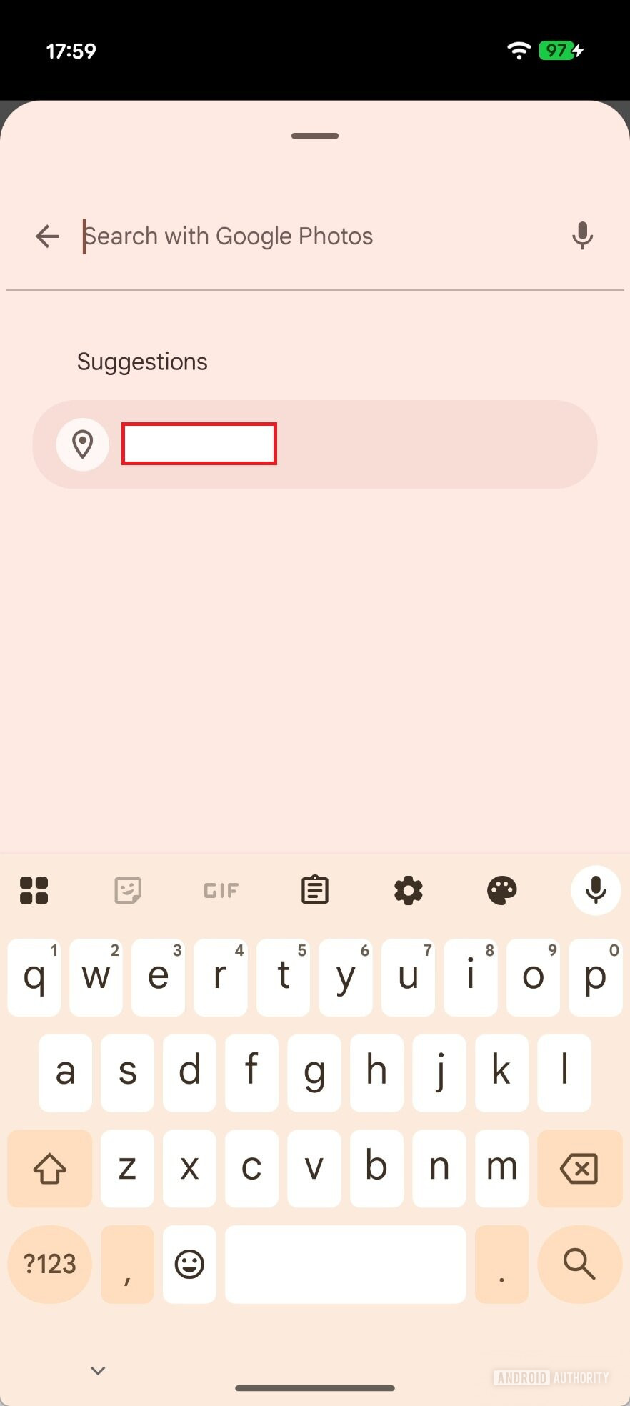 UI de pesquisa do Android Photo Picker com botão de pesquisa por voz